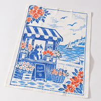 Essuie-tout en coton 100 % imprimé floral Hoshom, motif géométrique vibrant, tissu doux, pour cuisine, motif personnalisé