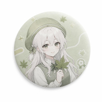 Broche décorative personnalisée en fer blanc irrégulière, motif fille anime, thème feuille d'érable automne moderne floquée, souvenir, cadeau promotionnel