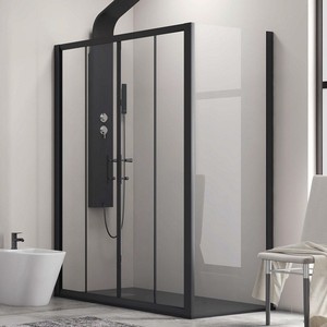 Kamalu KFN6000S moderno doppio angolo scorrevole porta doccia 160x90 in ottone nero con 10mm vetro senza cornice per il bagno - Product Image 1