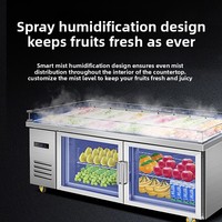Vitrine Réfrigérée Commerciale pour Fruits, en Acier Inoxydable, à Refroidissement Direct, avec Étagères, pour la Présentation et la Conservation des Produits Frais, et Table de Travail pour la Préparation Culinare