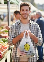 Sacs gilet en PEHD/PE robustes de qualité alimentaire avec poignées, personnalisables avec logo, sérigraphie et gaufrage, pour supermarchés et plats à emporter
