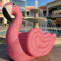 Ballon géant gonflable en forme d'oiseau de dessin animé et mascotte flamant rose fabriqué en usine avec éclairage LED, en tissu Oxford imperméable et durable
