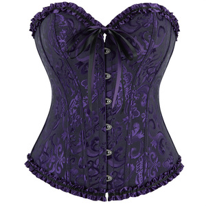 Corset de mariée en jacquard floral beige nude doux avec garniture à volants et décolleté cœur - Product Image 4