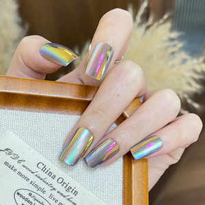 ทำเล็บปลอมสำเร็จรูปเล็บที่ทำไว้ล่วงหน้าสีขาวและขาวแวววาว - Product Image 1