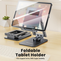 Support de tablette pliable en métal Toocki, double rotation à 360°, avec base antidérapante pour iPad Pro/Tab, bureau/maison