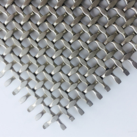 Maille tissée en acier inoxydable à profil ovale pour les intérieurs d'ascenseurs, les bureaux d'accueil et les panneaux muraux décoratifs