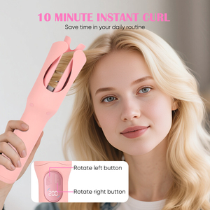Fer à friser et à lisser automatique sans fil 2-en-1 avec sangle et motifs de tiges – Outil de coiffure - Product Image 4