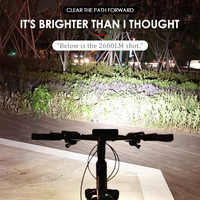 Lumière de guidon de vélo 2600lm, super lumineuse, lumière de vélo pour le cyclisme, étanche IPX5, rechargeable, lumière avant de vélo LED pour l'extérieur