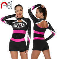 Mode En Gros Cheerleading Uniforme Sublimation Impression Vêtements De Danse Justaucorps pour Adultes Femmes JUPE
