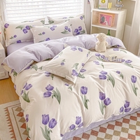 Parures de Lit en Gros 100 % Polyester 4 Pièces : 1 Housse de Couette, 1 Drap de Lit et 2 Taies d'Oreiller, Ensemble de Literie avec Fermeture Éclair