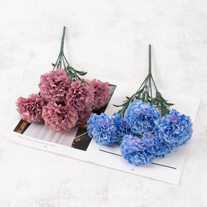Arreglo Floral de Regalo, Ramo de Siete Cabezas con Claveles Artificiales, Follaje Artificial, Flores de Seda Artificiales - Product Image 6