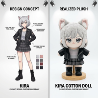 Poupée en peluche humanoïde personnalisée professionnelle, faible MOQ, jouet en peluche d'inspiration anime, du design 2D à la réalité 3D, OEM ODM, poupée en coton