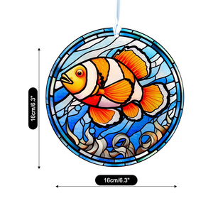Blue Ocean Clownfish Sun Catcher Waterweed Stain Glass <b>Panel</b> <b>Window</b> Hanging Outdoors Decoration Birthday Gift for Women - Product Image 6