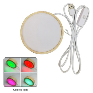 3D Crystal Ball Night <strong>Light</strong> Kids Moon <strong>Table</strong> Bedside Lamp With Wood Base Home &amp; Room Decoration - Product Image 4