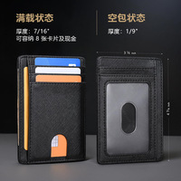 Dompet Kartu Kulit Asli RFID Slim 4 Inci Dengan Slot Kartu Kredit Dan Jendela Foto ID Untuk Pria