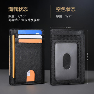 Porte-cartes RFID fin en cuir véritable de 4 pouces avec emplacements pour cartes de crédit et fenêtre pour carte d'identité photo pour hommes - Product Image 4