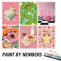 Kit de Peinture par Numéros sur Toile, Art Mural, Lot de 6 Mini Peintures Murales Florales Chat Bohème, Décoration Murale, Vente Directe en Gros et Dropshipping