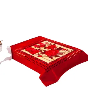 Hi touch blanket Middle east korean style flower design china supplier winter season raschel mink blanket