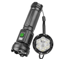Lampe torche LED rechargeable USB-C personnalisable avec lumière latérale et affichage de la batterie, portable pour le camping, la maison et les urgences