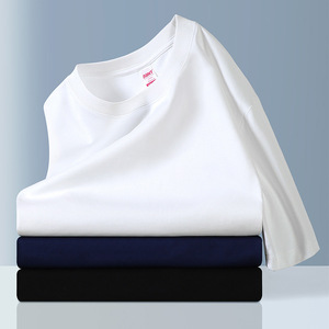 เสื้อยืด Abnt 220 กรัม ผ้าฝ้ายคอมบ์ด ลองสแตปล์ สีขาวเย็น ทรงหลวม ไหล่ตก คอกลม แขนสั้น สีพื้น สำหรับวัยรุ่น - Product Image 1