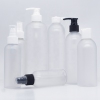 Botol Pompa Sampo Bambu 8oz, Botol Lotion/Minyak Plastik Bening Frost 4oz 250ml 16oz Dengan Pompa Semprot Bambu