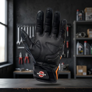 Men's Black Leather Motorcycle <b>Gloves</b> Breathable All Seasons Wear - Product Image 5