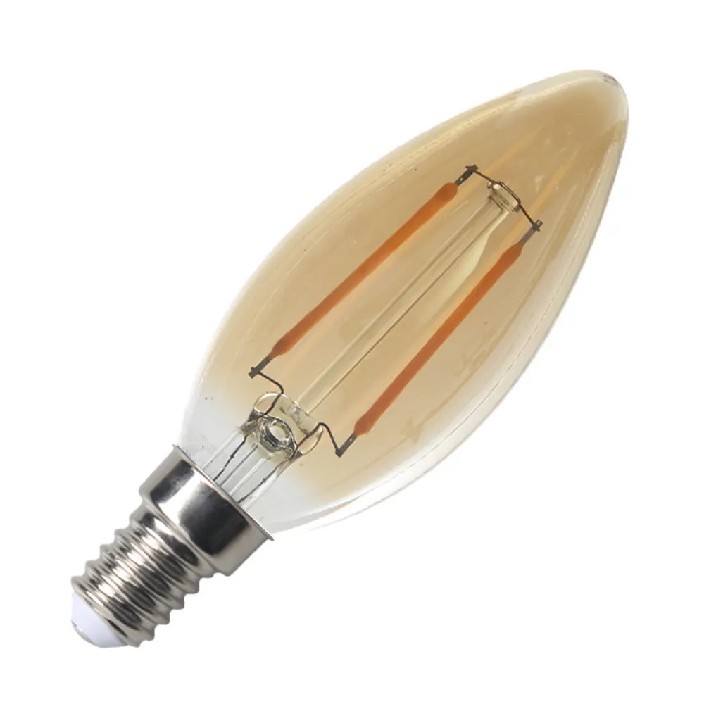 Amber glass color C35 2W 4W candle bulb Dimmable LED filament bulbs