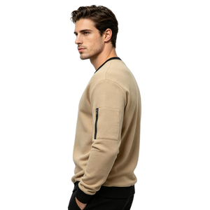Nuova Felpa da Uomo in Spugna con Collo a Girocollo, Giacca Tattica Giovanile, Design Vintage Casual con Zip sul Polsino, ODM per Primavera e Autunno - Product Image 3