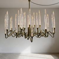 Lustre moderne minimaliste en laiton et cristal YH, luminaire suspendu LED pour salle à manger, cuisine, lustres et luminaires suspendus