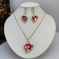 Ensemble de bijoux en zircon émeraude à pétales irréguliers, collier et boucles d'oreilles pour femmes, accessoire de luxe rétro KY25149