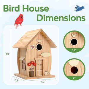 Artisanat en bois DIY Bird House kit petites cages à oiseaux de luxe Freestyle Peinture drôle nichoir pour l'extérieur - Product Image 5