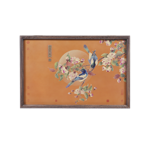 Pannello Decorativo Zen in Ottone Dorato a Forma di Melo Selvatico, Doppio Uso come Arte Murale e Copertura <span class=keywords><strong>per</strong></span> Contatore, Cornice in Noce, Decorazione Vintage, Direttamente dalla Fabbrica - Product Image 1