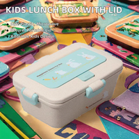 Boîte à lunch bento multifonctionnelle durable pour enfants, en plastique sans BPA, de qualité alimentaire, réutilisable, capacité 1-3L, avec cuillère, compatible micro-ondes
