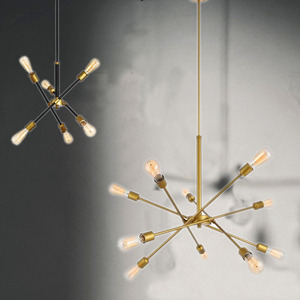 Lámpara Colgante de Cocina Lineal Sputnik de Latón de 10 Luces Estilo Industrial Vintage Waycross, Luz Blanca Cálida, Tamaño Mediano para Uso Doméstico - Product Image 2