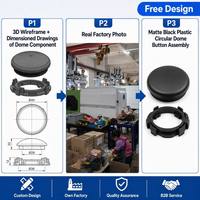 Base de composant circulaire en plastique noir mat avec empreintes moulées et ouverture à clip, pièces industrielles personnalisées moulées par injection