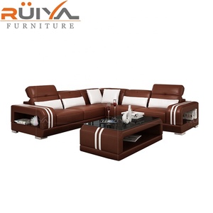 De estilo italiano, sofá de cuero genuino conjunto de muebles de la sala con la esquina - Product Image 1