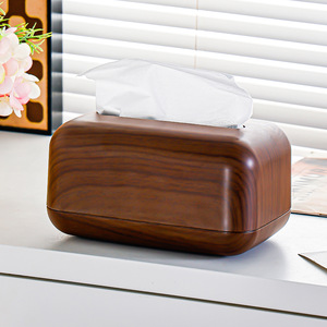 Walnut Wood Color Tissue Box Plastic Simple Design <b>For</b> Living Room Desktop Hotel Use - Product Image 3