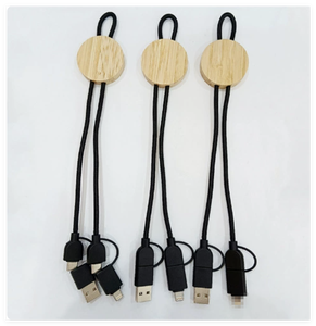 สายชาร์จเร็ว 5-in-1 USB-C PD พร้อมไฟ LED แสดงโลโก้ วัสดุทำจากฟางข้าวและไม้ เป็นมิตรต่อสิ่งแวดล้อม รองรับกระแสไฟ 3A สำหรับโทรศัพท์มือถือ เหมาะสำหรับเป็นของขวัญส่งเสริมการขาย - Product Image 4