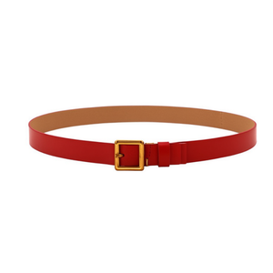 Cintura in Pelle PU con Fibbia Quadrata Dorata 3Cm, Cinture Moda Donna - Product Image 1