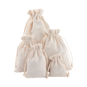 Sac en mousseline avec cordon de serrage, logo personnalisé OEM ODM, biodégradable, 100% coton, pour le shopping, le rangement et les cadeaux, recyclé - Product Image 1