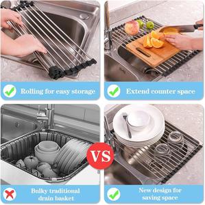Égouttoir à vaisselle pliable en acier inoxydable pour évier, tapis de séchage pour l'organisation du comptoir de <span class=keywords><strong>cuisine</strong></span> - Product Image 5