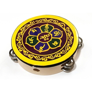 Wholesale Ethnic Mandala Printed Double Row Tambourine <b>Drum</b> With Stainless Steel Double Jingles For Chinese Folk Dance Stage - Product Image 1