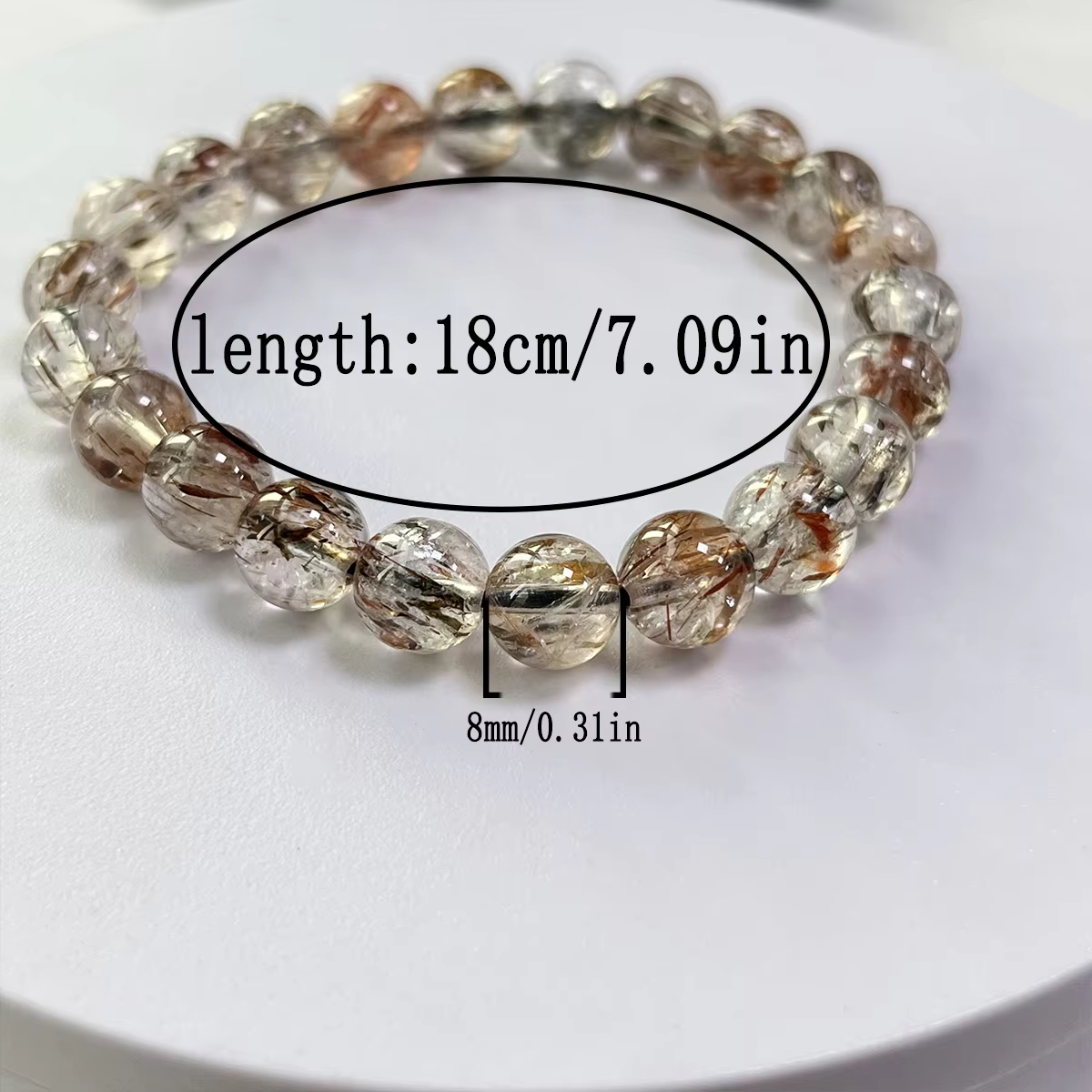 8mm Natural Black Golden Rutilated Quartz Bracele