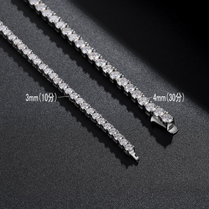 Dây chuyền tennis Moissanite 3mm 4mm bạc 925, khóa giấu, unisex, kiểu đá lấp lánh, một hàng, bán buôn, đặt làm riêng - Product Image 2