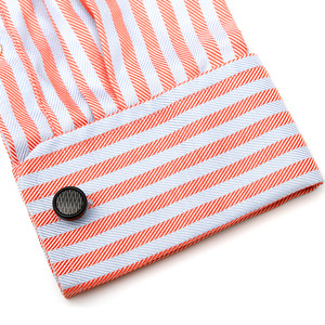 Nuovi <span class=keywords><strong>Gemelli</strong></span> alla Moda per Camicia da Uomo <span class=keywords><strong>con</strong></span> Strisce Bianche Design Rotondo Accessorio per Camicia Nera - Product Image 5