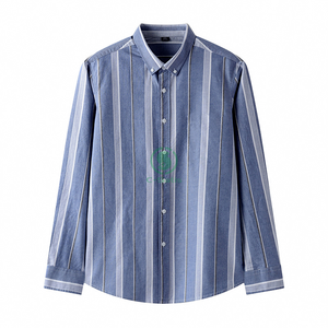 Camicia da uomo Casual all'ingrosso personalizzata Oxford comoda a righe con colletto quadrato nuova moda moda abbigliamento da uomo in cotone - Product Image 1