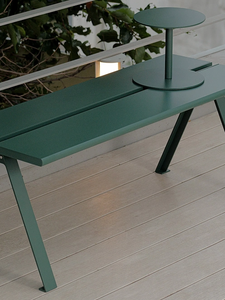 आधुनिक अनियमित आकार आउटडोर बेंच सेट क्रीम सफेद धातु की मेज चल स्टूल हल्के हल्के पार्क बालकनी के लिए आसान साफ - Product Image 5