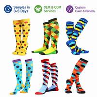 Chaussettes de compression jetables transparentes pour hommes et femmes, chaussettes longues en coton respirant multicolores à motifs géométriques Argyle et à pois