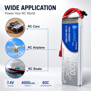 Lipo Pil 2S 7.4V 4000mah 60C Araba Kamyon Canavar Tekne RC Oyuncak XT60 T EC3 EC5 XT90 XT30 906090 için - Product Image 3