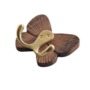 Wooden Butterfly Shape Wall <b>Hook</b> Walnut Solid <b>Wood</b> Self Adhesive <b>Coat</b> <b>Hook</b> For Home Bedroom - Product Image 5